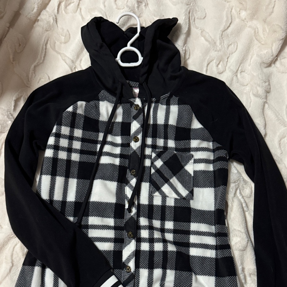 Black and White Plaid Hoodie